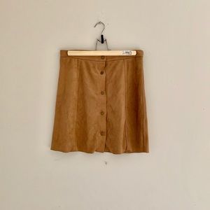 Aritzia Wilfred Tan Vegan Suede Button down skirt
